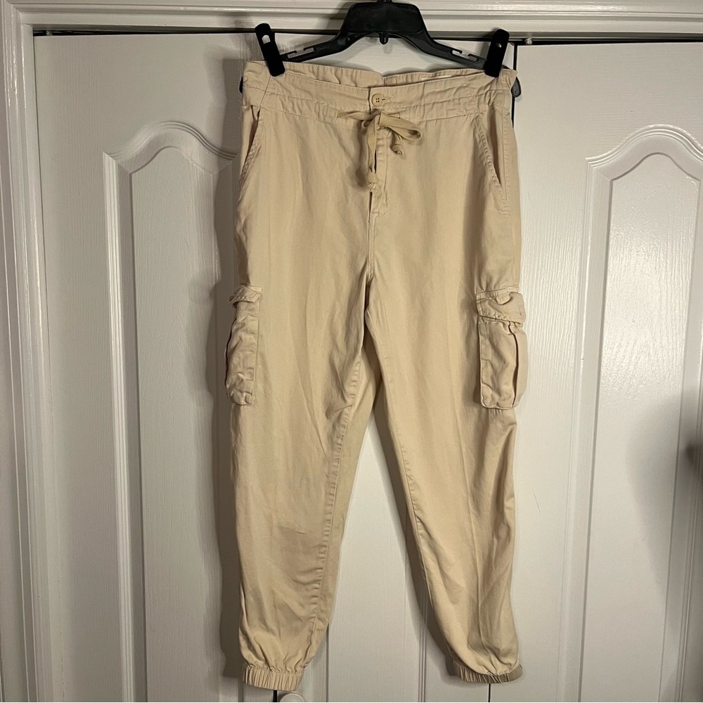 BLANKNYC Beige Cotton Cargo Jogger Pants Womens Sz 28 Utility Streetwear